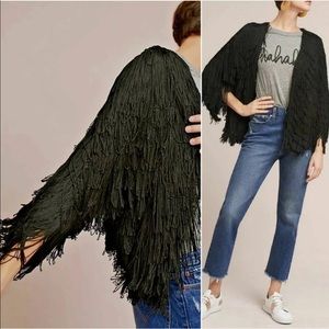 Anthropologie Vanessa Virginia Black Fringe Jacket
